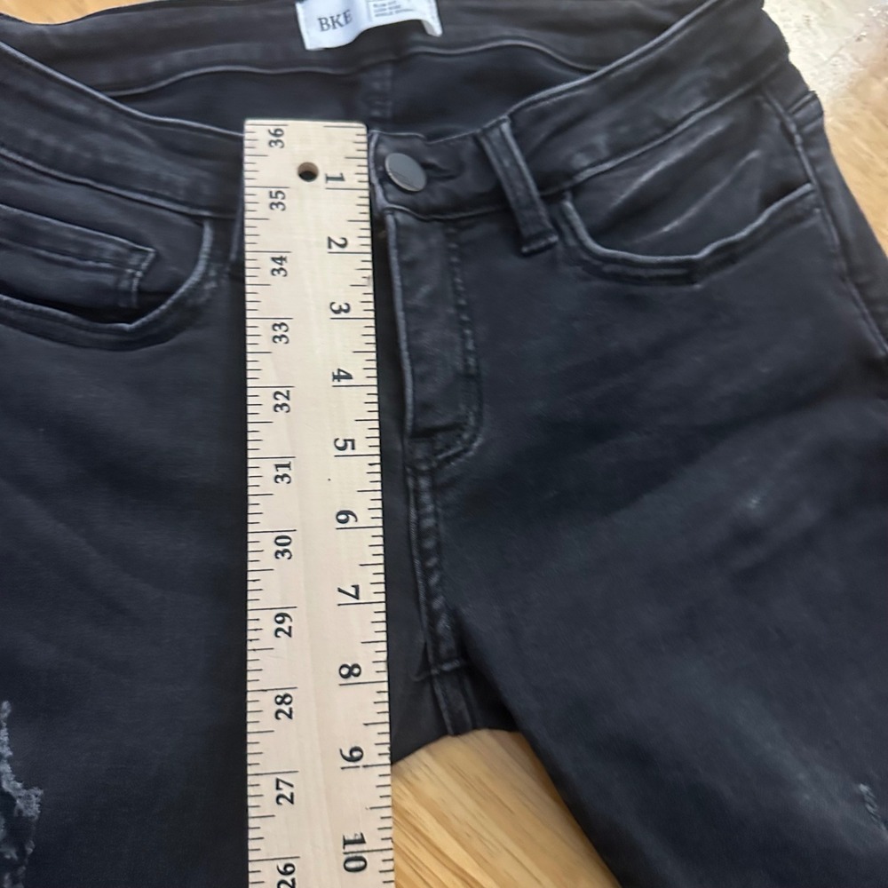 BKE Stella‎ Womens Black Denim Ankle Skinny Jeans Size 27 Distressed Low Rise - Picture 7 of 12